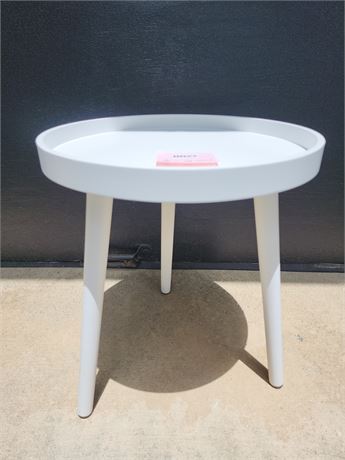 White Round Tray-Top Accent Table — 3-Leg Side Table