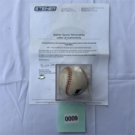 Game Day Baseball (Rays at Red Sox Game Ball) & Certificate