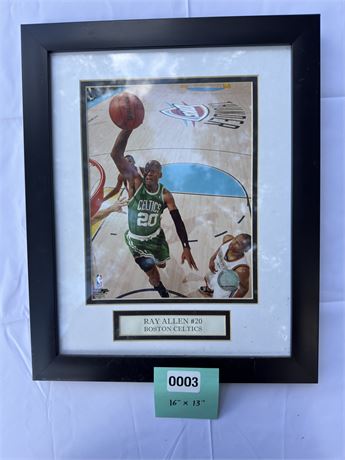 Framed Basketball Player "Ray Allen" Artwork with Name Plaque
