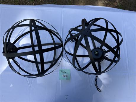 Decorative Metal Sphere Orbs Hanging Lamps — Set of 2